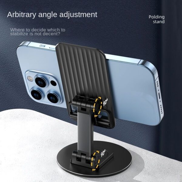 Foldable Phone Stand For Desk - Height Adjustable Cell Phone Holder Portable Cellphone Cradle Desktop Dock Metal Base 360 Degree Rotatable Compatible With Phone Tablet PC - Image 7