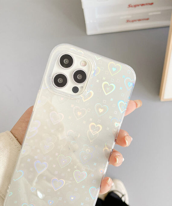 Laser Colorful Love For Double-sided Coated Silicone Phone Case
