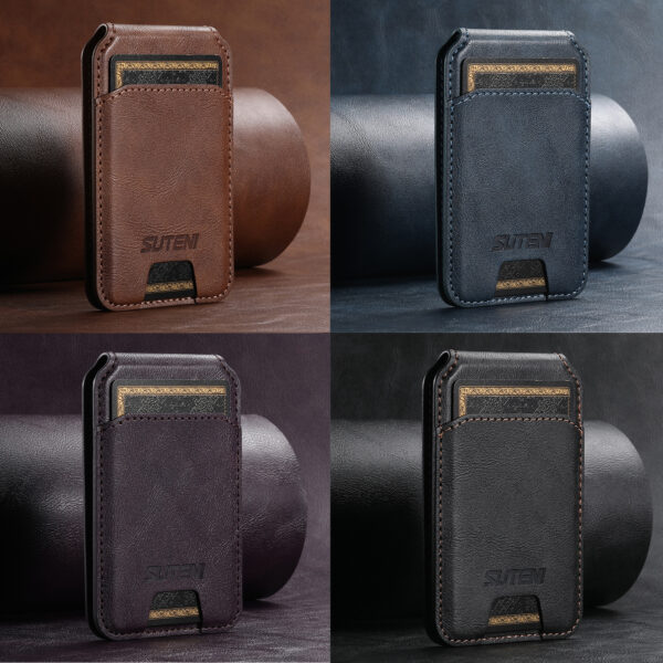 Android Universal Phone Magnetic Card Holder MagSafe Magnetic Ring PU Leather - Image 2