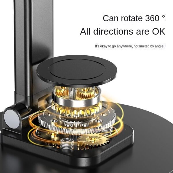 Foldable Phone Stand For Desk - Height Adjustable Cell Phone Holder Portable Cellphone Cradle Desktop Dock Metal Base 360 Degree Rotatable Compatible With Phone Tablet PC - Image 3