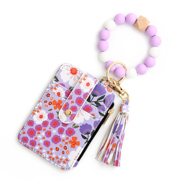 Women's Floral Print Leather Card Bag - Image 7