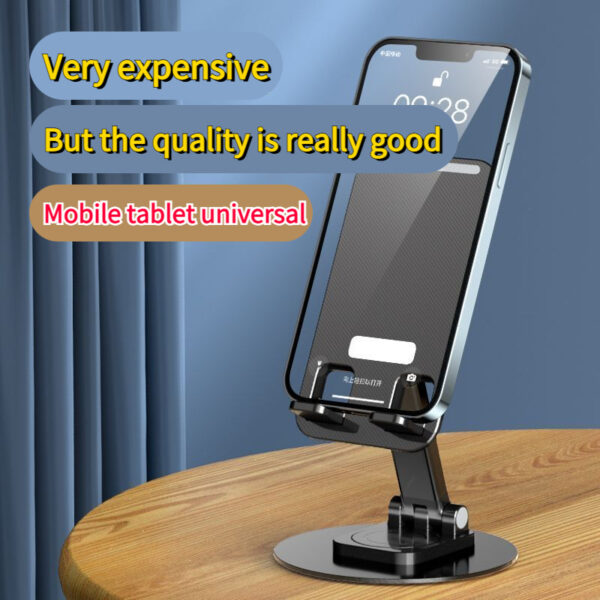 Foldable Phone Stand For Desk - Height Adjustable Cell Phone Holder Portable Cellphone Cradle Desktop Dock Metal Base 360 Degree Rotatable Compatible With Phone Tablet PC - Image 8