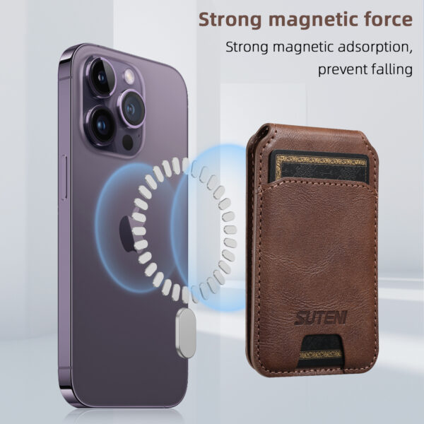 Android Universal Phone Magnetic Card Holder MagSafe Magnetic Ring PU Leather - Image 5