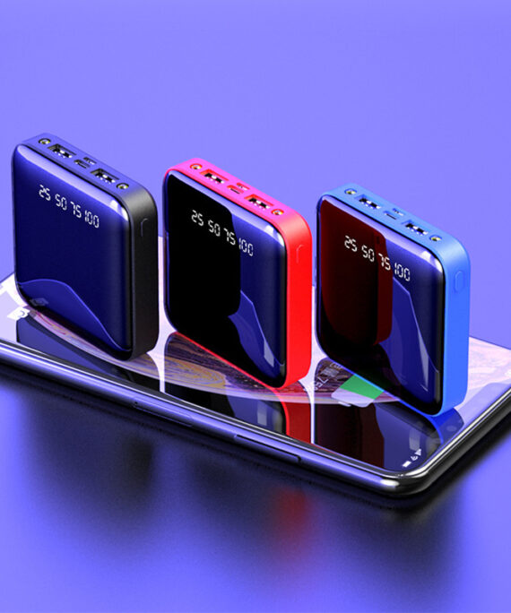 Mini Power Bank 20000 MAh Portable Mirror Digital Display Power Bank