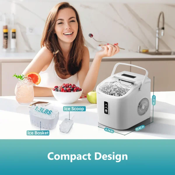 SIMZLIFE Portable Ice Maker Machine 26.5lbs/Day 9 Cubes in 6 Mins with Auto-Cleaning Basket and Scoop for Kitchen Office Party - Image 6