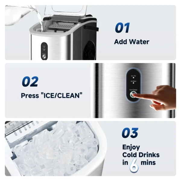 SIMZLIFE Portable Ice Maker Machine 26.5lbs/Day 9 Cubes in 6 Mins with Auto-Cleaning Basket and Scoop for Kitchen Office Party - Image 2