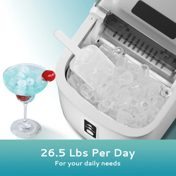 SIMZLIFE Portable Ice Maker Machine 26.5lbs/Day 9 Cubes in 6 Mins with Auto-Cleaning Basket and Scoop for Kitchen Office Party - Image 16
