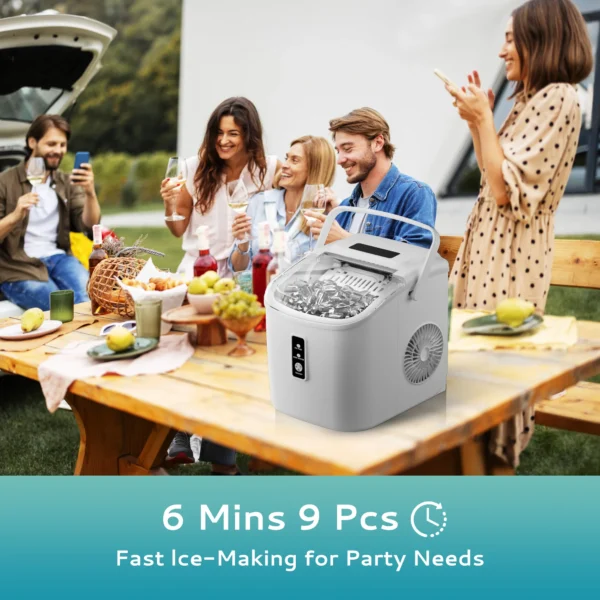 SIMZLIFE Portable Ice Maker Machine 26.5lbs/Day 9 Cubes in 6 Mins with Auto-Cleaning Basket and Scoop for Kitchen Office Party - Image 18