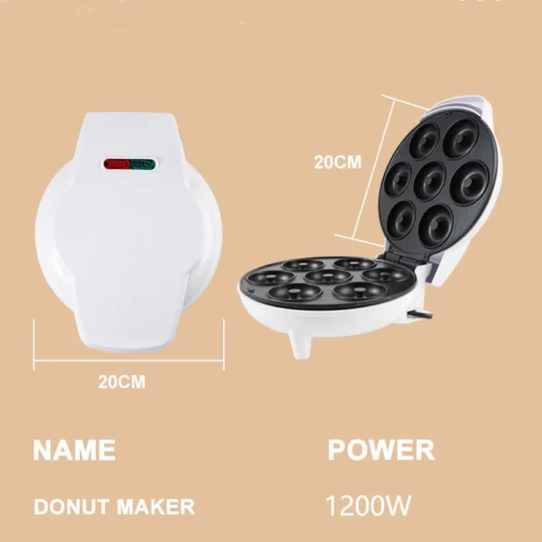 Mini Donut Maker Machine Non-stick Surface for Kids Breakfast Snack Desserts Makes Doughnuts White Color Home Applianc - Image 6