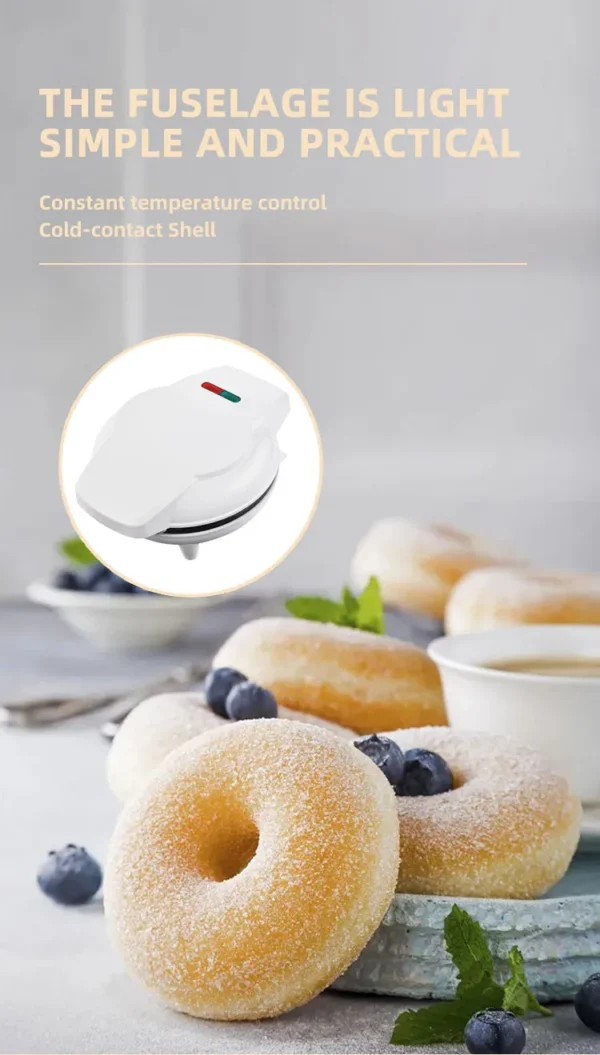 Mini Donut Maker Machine Non-stick Surface for Kids Breakfast Snack Desserts Makes Doughnuts White Color Home Applianc - Image 15