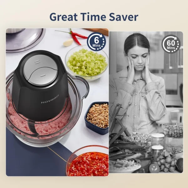 Food Processor Electric Meat Grinder 500W Food Chopper 2 Speed for Vegetable Kitchen Cutter Medium Super Chopping Grinding - Image 6