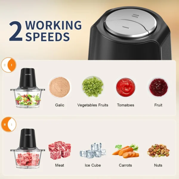 Food Processor Electric Meat Grinder 500W Food Chopper 2 Speed for Vegetable Kitchen Cutter Medium Super Chopping Grinding - Image 4