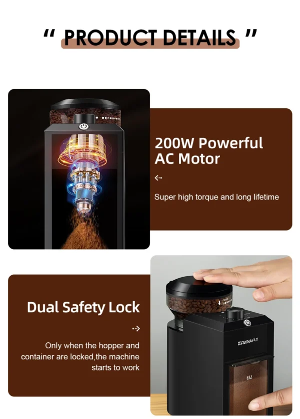 Automatic Burr Mill Coffee Grinder Electric Coffee Bean Grinding With 28 Adjustable Gears for Espresso French Press Drip Coffee - Image 12