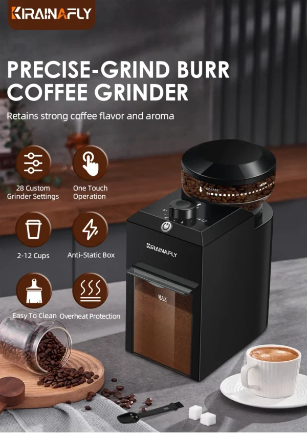 Automatic Burr Mill Coffee Grinder Electric Coffee Bean Grinding With 28 Adjustable Gears for Espresso French Press Drip Coffee - Image 9