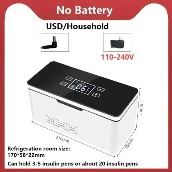 5V 110V-240V Portable Insulin Refrigerator Mini Home 0-18℃ Refrigeration USB Rechargeable Small Refrigerator No Battery