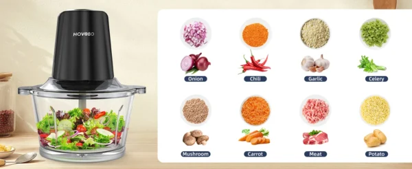 Food Processor Electric Meat Grinder 500W Food Chopper 2 Speed for Vegetable Kitchen Cutter Medium Super Chopping Grinding - Image 8