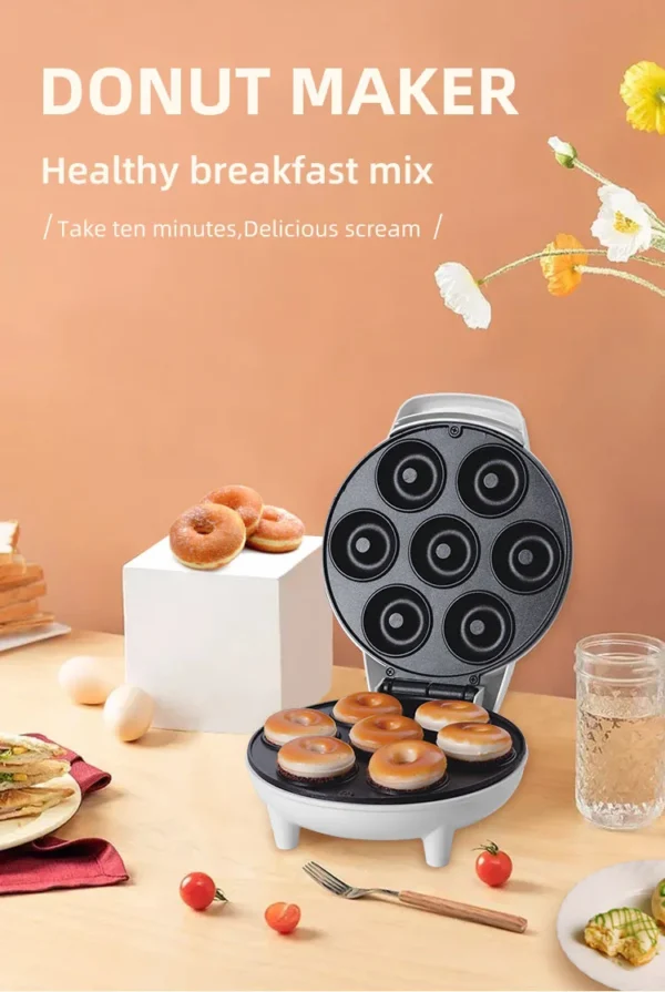 Mini Donut Maker Machine Non-stick Surface for Kids Breakfast Snack Desserts Makes Doughnuts White Color Home Applianc - Image 10