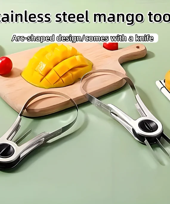 3-in-1 Steel Fruit Cutter - Mango/Avocado/Melon Slicer ✔Slip-Resistant & Dishwasher Safe (Pro/Home Kitchen)