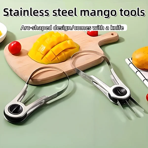 3-in-1 Steel Fruit Cutter - Mango/Avocado/Melon Slicer ✔Slip-Resistant & Dishwasher Safe (Pro/Home Kitchen)
