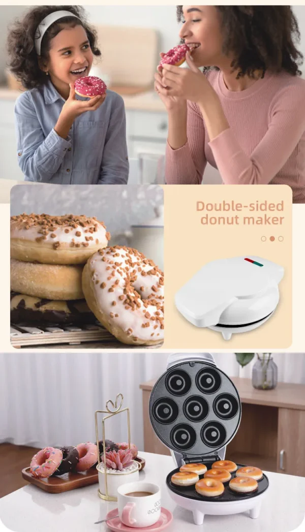 Mini Donut Maker Machine Non-stick Surface for Kids Breakfast Snack Desserts Makes Doughnuts White Color Home Applianc - Image 17