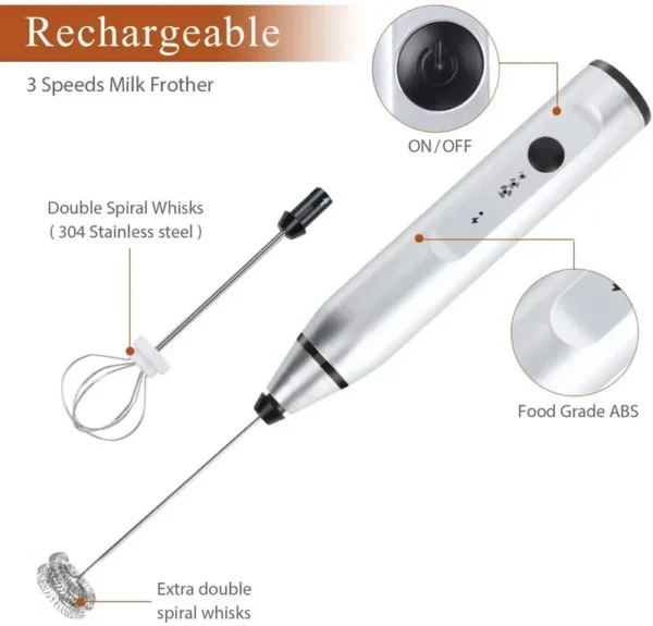 Portable Electric Milk Frothers Handheld Blender USB Mini Coffee Maker Whisk Mixer Cappuccino Cream Egg Beater Food Blender - Image 14