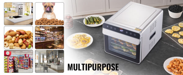 VEVOR 6 Trays Food Dehydrator Machine 700W Stainless Steel Electric Food Dryer w/ Digital Adjustable Timer & Temperature - Image 12